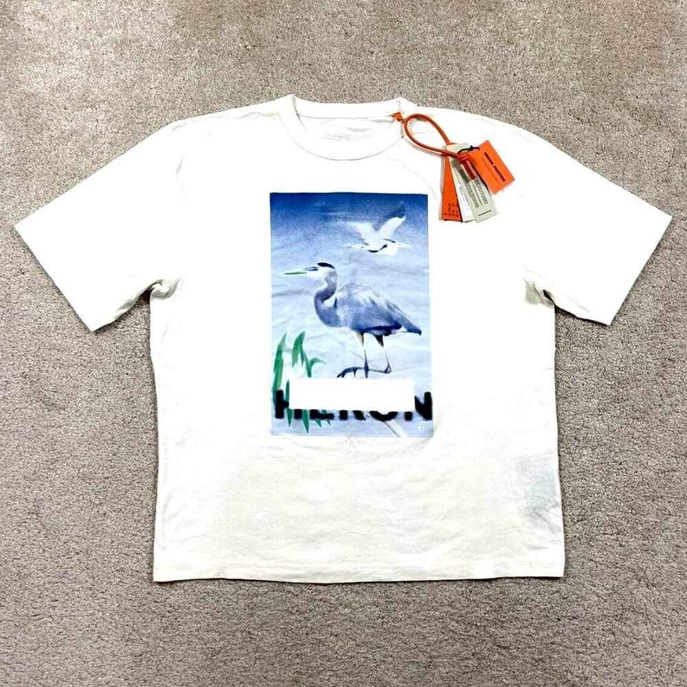 NWT Heron Preston Censored Graphic Logo Printed Cotton T Shirt White Size XL